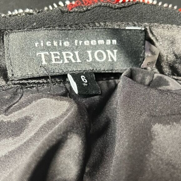 NWT rickie freeman Teri Jon Peplum Hem Embellished Collar Black Shift Dress Sz 6 - Picture 4 of 7